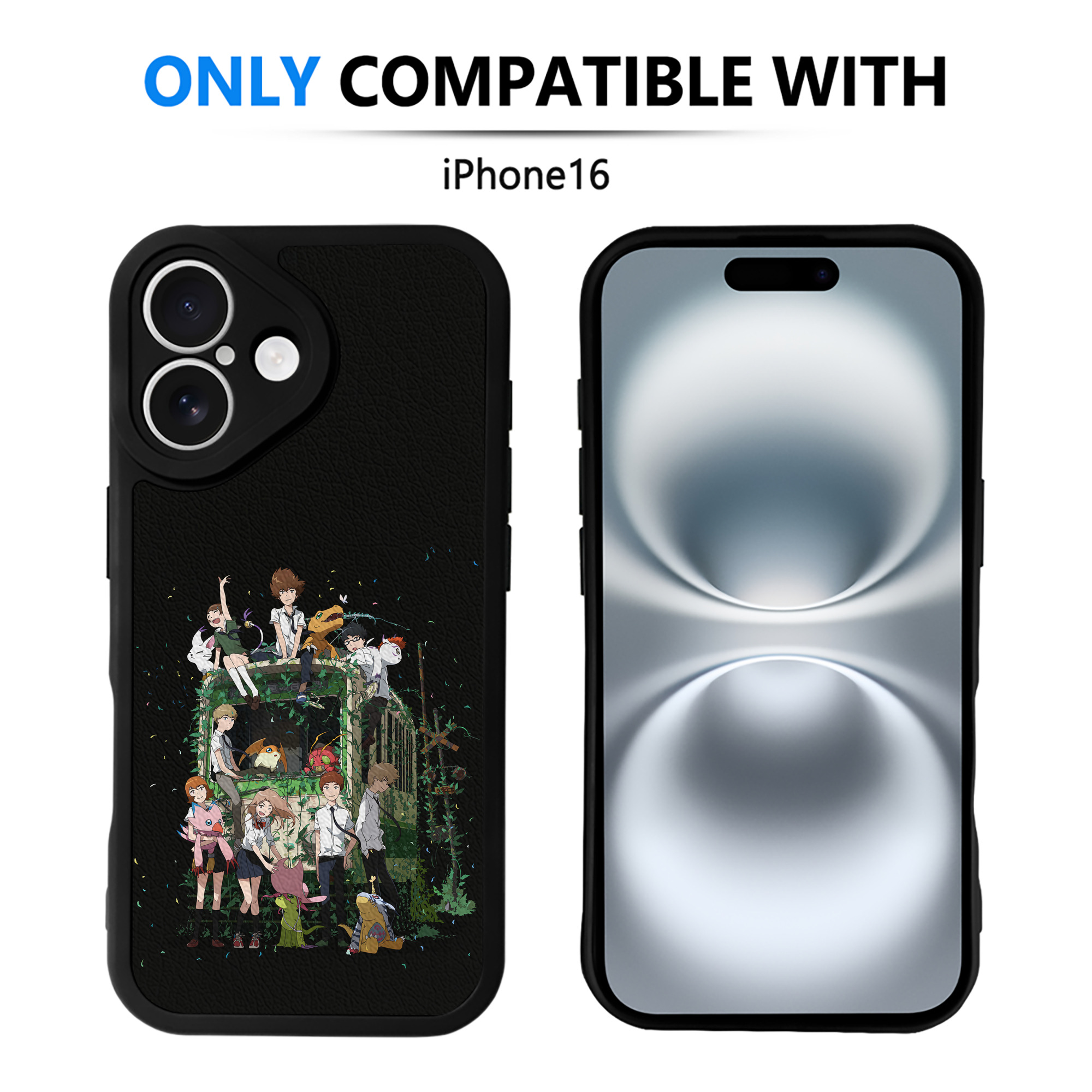 （画像用） Digimon デジタルモンスター/デジモン 【iPhone 16シリーズ対応】シリコンスマホケース（レザー調） 材質：シリコン